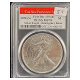 2020-S SILVER EAGLE - EMERGENCY ISSUE - FIRST DAY