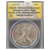 2020-P SILVER EAGLE - EMERGENCY - ANACS: CERTIFIED