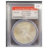 2014-S SILVER EAGLE - FIRST STRIKE - PCGS: MS69