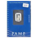 PAMP 1 GRAM PLATINUM INGOT - 999.5 - SUISSE
