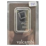 VALCAMBI 1 OZ PLATINUM INGOT - 999.5 - SUISSE