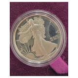 1986-S PROOF SILVER EAGLE W/ BOX & COA.
