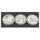 (3) CHINA PANDA 30 GM SILVER ROUNDS