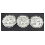 (3) CHINA PANDA 30 GM SILVER ROUNDS