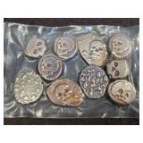 10 SKULL RELATED SILVER ROUNDS .999 FINE SILVER