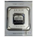 GEIGER 100 GRAM .999 FINE SILVER BAR