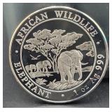 2012 AFRICAN WILDLIFE ELEPHANT 1 OZ SILVER ROUND