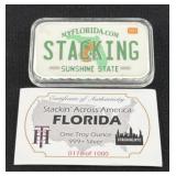 FLORIDA "STACKING" 1 OZ SILVER LICENSE PLATE