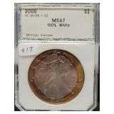 2000 SILVER EAGLE PCI GRADED MS67