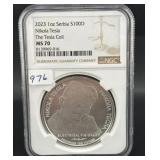 2023 1 OZ SERBIAN SILVER ROUND NIKOLA TESLA