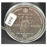 2022 1 OZ SERBIAN SILVER ROUND NIKOLA TESLA