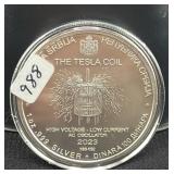 2023 1 OZ SERBIAN SILVER ROUND NIKOLA TESLA