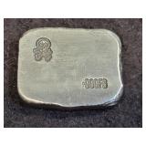 LHB 31 GR SKULL & CROSSBONE SILVER BLOCK .999 FINE