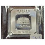GEIGER 1 OZ SILVER BAR .999 FINE SILVER
