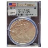2013 SILVER EAGLE 1ST STRIKE PCGS: MS70