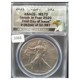 2021 TYPE 1 SILVER EAGLE 1ST DAY OF ISSUE