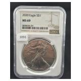 2020 SILVER EAGLE NGC: MS69