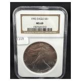 1992 SILVER EAGLE NGC: MS69