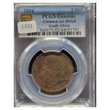 1894 SOUTH AFRICA 2 SCHILLING COIN PCGS: GENUINE