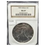 1987 SILVER EAGLE NGC: MS69