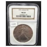 1991 SILVER EAGLE NGC: MS69