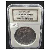 2005 SILVER EAGLE NGC: GEM UNCIRCULATED