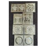 COLLECTION OF 6 STERLING SILVER POSTAGE STAMPS