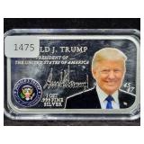 DONALD J. TRUMP 1 OZ .999 FINE SILVER INGOT