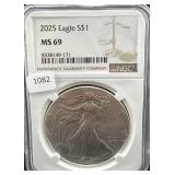 2025 SILVER EAGLE NGC: MS69