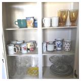 CONTENTS OF CABINET: PLATES, CUPS,