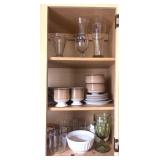 CABINET ASSORTED PLATES, CUPS, ECT.