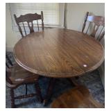 WALNUT FINISH 48" ROUND DINING TABLE & 4 CHAIRS