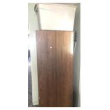 PRESSWOOD CABINET & TOTE W/BLANKET SHEETS, ETC