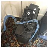 COMPUTER TOWER, 2 MONITORS AND CABLES -