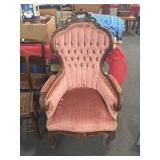 VICTORIAN GENTLEMANS ARM CHAIR W/TUFTED BACK