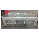 CONTEMPORARY GLASS AND METAL TV STAND -