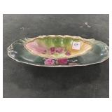 (2) UNMARKED PORCELAIN RELISH DISHES: 8" W/CHIP