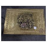 EMBOSSED BRAS OVER WOOD TRUNK - 18" X 12" X 12"