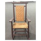 PRIMITIVE WOVEN SEAT AND BACK ROCKING CHAIR
