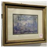 WATER LILLIES PRINT - FRAMED AND MATTED - 9" X 12"