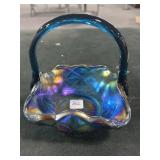 INDIANA GLASS CARNIVAL GLASS BASKET - PATTERN IS