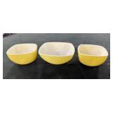 (3) PYREX DISHES: (2) 3 1/2" AND (1) 4 1/4"