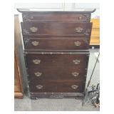 ASIAN DESIGN 6 DRAWER CHEST ON CHEST - MAHOGANY -