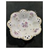 11" PORCELAIN 4 FOOTED BOWL - MARKED: "R"