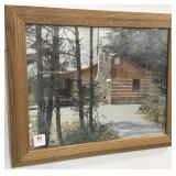 LOG CABIN PHOTOGRAPH - FRAMED - 14" X 17"