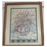 STILL LIFE FLORAL PRINT BY BARBARA MOCK - FRAMED -