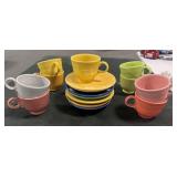 18 FIESTA WARE CUPS AND SAUCERS - ASSORTED COLORS
