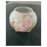 PORCELAIN ROSE BOWL - HAND PAINTED BY ML 1981
