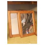 PAIR 11"X 15" OAK FRAMED MIRRORS