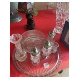 FOSTORIA SALT & PEPPER W/OTHER ASST. GLASSWARE